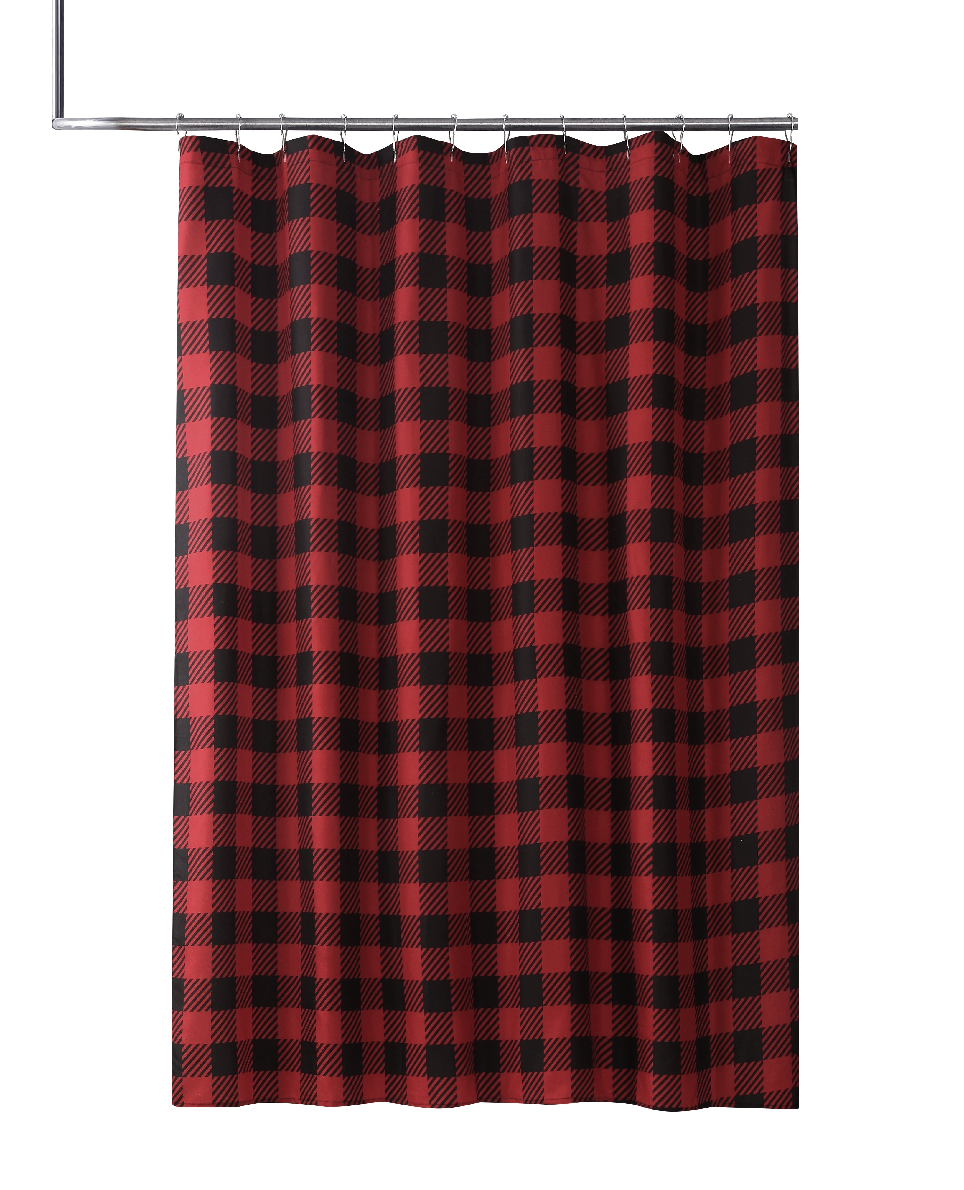 Harper Lane Cabi Plaid Black/Red Plaid Microfiber 13-piece Shower Curtain Set