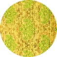 thumbnail image 1 of Ahgly Company Machine Washable Indoor Round Abstract Yellow Contemporary Area Rugs, 7' Round, 1 of 4