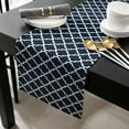 thumbnail image 3 of Navy Blue Morocco Cotton Linen Table Runner 16 x 72 inch Modern Farmhouse Minimalist Plaid Non-slip Rectangular Dining Table Decor for Wedding Party Holiday Dinner, 3 of 8
