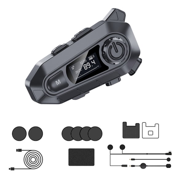 TAPDRA Motorcycle Bluetooth Headset, ABS Black 1000mAh, IPX5 Waterproof ENC for Riding Calls Music Navigation