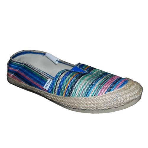 blue and white striped canvas shoes