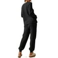 thumbnail image 2 of LANGWYQU Women 2 Pieces Knit Set Long Sleeved V-Neck Sweater & Casual Jogger Pants, 2 of 3