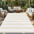 thumbnail image 3 of Fsddascl Cream Striped Outdoor Rug for Patio/Deck/Porch, Non-Slip Large Area Rug 4 x 6 Ft, Modern Farmhouse Cream White Stripes Indoor Outdoor Rugs Washable Area Rugs, Reversible Camping Rug Carpet, 3 of 5