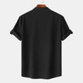 thumbnail image 4 of MIUOWANP Men's Pullover Shirts Short Sleeve Solid Color Button Stand Collar Hawaii Blouse Size XXL(12)Black, 4 of 9
