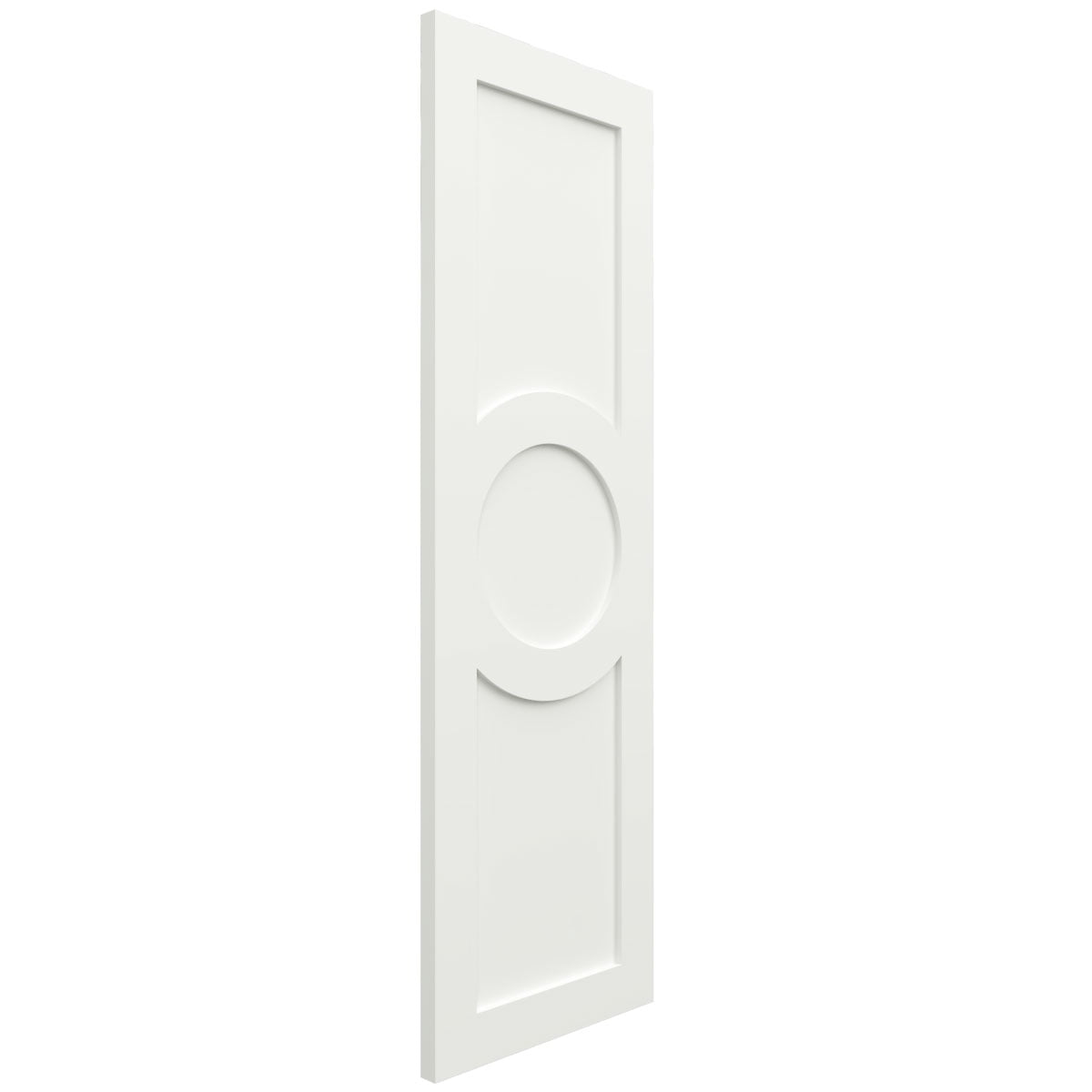 Ekena Millwork 18"W x 72"H True Fit PVC Center Circle Arts & Crafts Fixed Mount Shutters, Unfinished (Per Pair - Hardware Not Included)