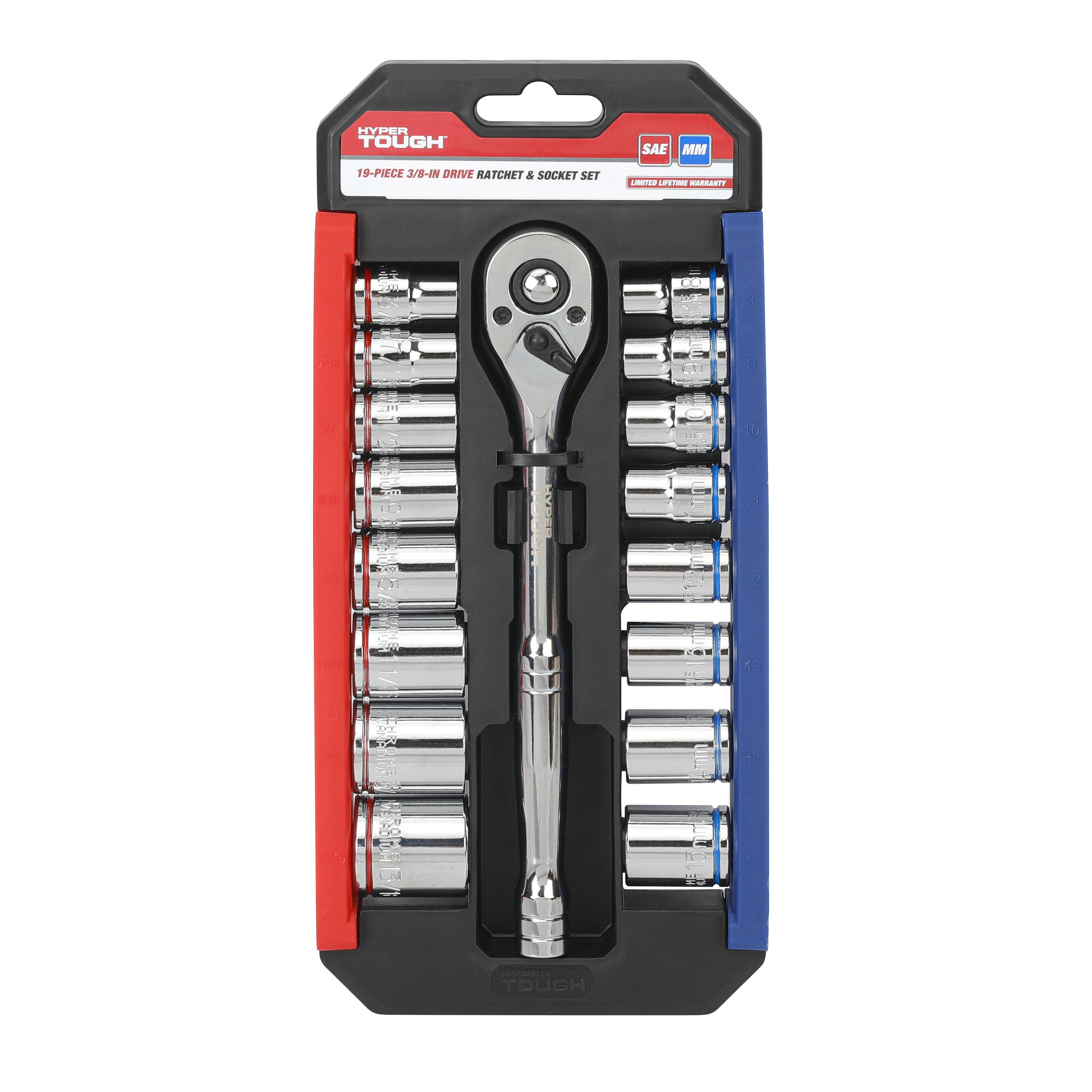 Set de 19 Piezas de Carraca y Dados con Accionamiento de 3/8-Pulgada Hyper Tough (SAE y mm) 8