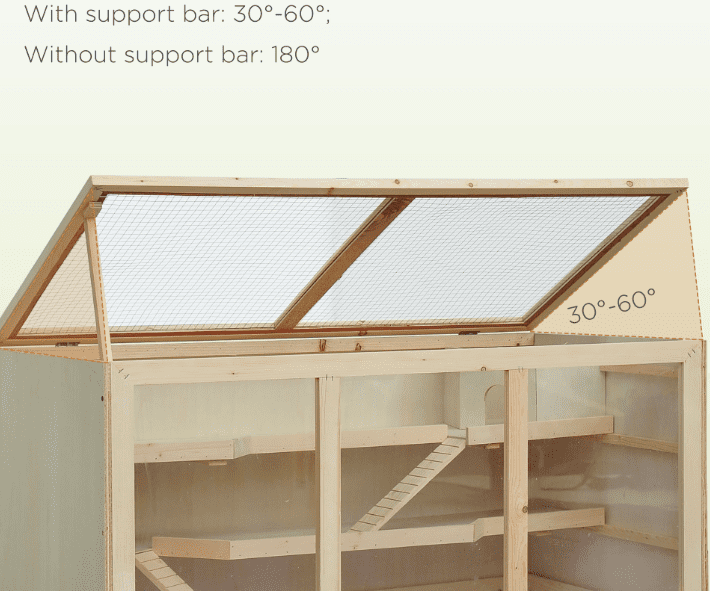 45" Hamster Cage, 3-Layer Wooden Rat Habitat, PVC Window, Small Animal Cage for Gerbil, Dwarf & Syrian Hamsters, Natural Wood