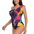 thumbnail image 5 of Daiia Vibrant Abstract Flow Women's One Piece Swimsuits Personalized One Shoulder Swimwear Asymmetric Ruffle Bathing Suits-X-Large, 5 of 8