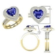 thumbnail image 3 of Dazzlingrock Collection 8mm Heart Tanzanite & Round White Diamond Double Halo Engagement Ring Set for Women (0.65 ctw, Color I-J, Color I1-I2) in 14K Yellow Gold, Size 7.5, 3 of 5