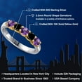 thumbnail image 2 of Gem Stone King 925 Silver and 10K Yellow Gold Purple Amethyst and Black Diamond Wedding-Bands Ring for Women | 0.82 Cttw | Round 3.5MM | Gemstone February Birthstone | Size 6, 2 of 6