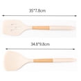 thumbnail image 2 of Juego de 2 herramientas de cocina ergonómicas antirayaduras con mango de madera natural para utensilios de cocina antiadherentes en color crema, 2 of 5