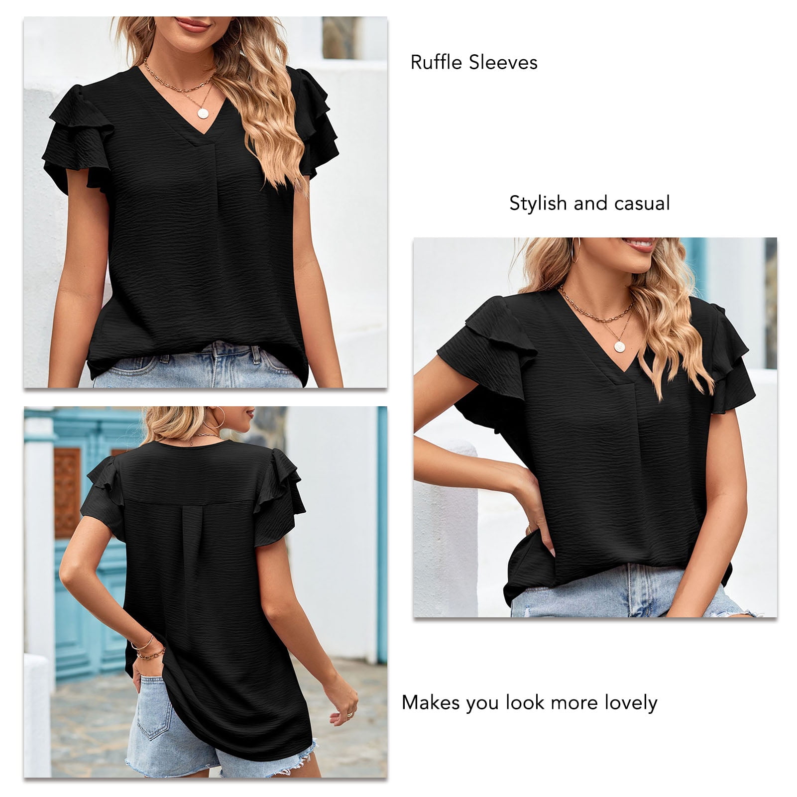 short ruffle sleeve top