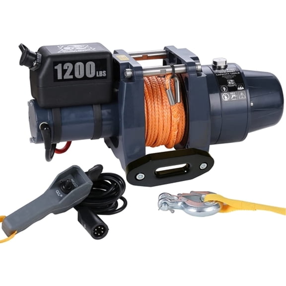 Bulldog Winch 12002- Hoist 1200 LB 12vDC Synthetic Rope
