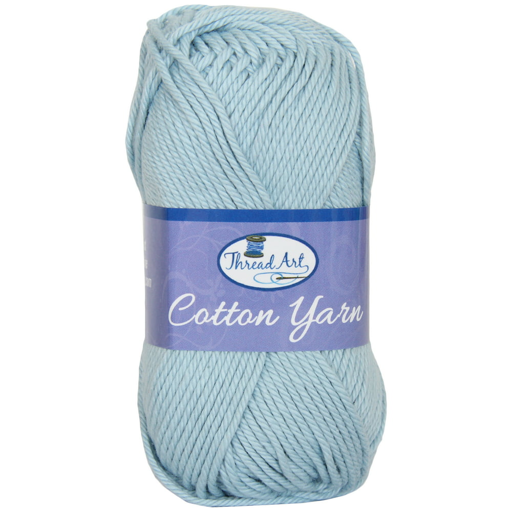 Threadart 100% Pure Cotton Crochet Yarn | Lt. Blue | 50 gram Skeins ...