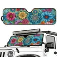 thumbnail image 2 of HUIAOCNG Colorful Flower Windshield Sunshades Sun Visor for UV Rays & Heat Protection, Suitable for Wrangler, Compass, Gladiator & Renegade , Accessories for Jeep Wrangler, X-Small - 60x21 inches, 2 of 6