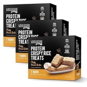 Protein Crispy Rice Treats, 15g Protein, 3g-7g Net Carbs, Low Carb, Fluffy, Soft, Chewy, Gluten Free, High Fiber, Keto-Friendly, No Aftertaste (Fluffy Peanut Butter, 3 Pack)