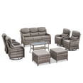 thumbnail image 3 of PARKWELL 8 Piece Outdoor Patio Furniture Set,All-Weather High Back Conversation Set with Luxury 6-Inch Thick Cushions,Swivel Glider Chair,9-Seat Furniture Sets for Garden, Deck, Backyard,Gray/Gray, 3 of 9