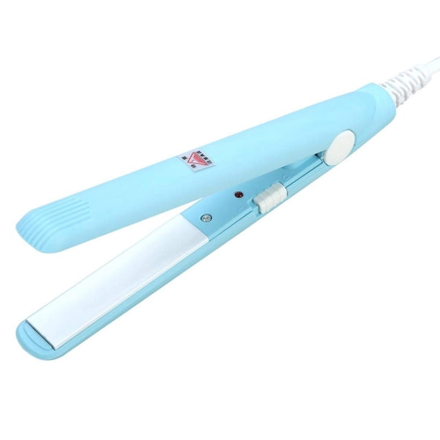 Mini plancha de pelo 2 en 1, placa de cerámica de turmalina rizador de calentamiento de belleza se calienta rápidamente adecuado para todo tipo de cabello(Cielo azul)