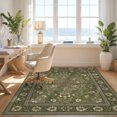 thumbnail image 3 of Design&I 8'x10' Washable Area Rug Sleek Flatweave Pet Friendly Floral Medallion With Faded Retro Scroll Accents Vintage Boho Refined Structured for King Size Bedroom, Under Bed, 3 of 7