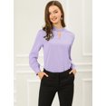 thumbnail image 3 of INSPIRE CHIC Women's Keyhole Stand Collar Pleated Back Button Blouse Tops, 3 of 6