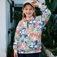 thumbnail image 2 of Uorisanigo Floral Print Girls Half Zip Sweatshirt Fall Fashion Outfits Clothes Long Sleeve Pullover Crop Tops Oversized Athletic Sweaters Pullover Jackets for Sports and Daily Wear, 2 of 7