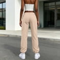 thumbnail image 4 of JGGSPWM (S-5XL) Women's Cargo Pants Baggy High Waisted Joggers with Pockets Plus Size Casual Hiking Travel Cinch Bottom Pants Yellow S, 4 of 8