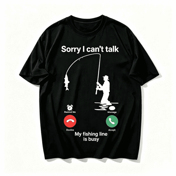 NUBILY Men Graphic T Shirts - Funny Fishing Joke Chat Bubble Screen Print Tee for Men, Casual Crewneck Short Sleeve Top,Black,4XL