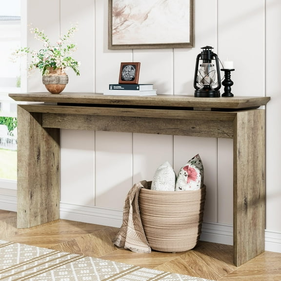 Farmhouse Console Table, 58'' Long Entryway Sofa Table, Narrow Wood Hallway Table for Living Room Behind Couch