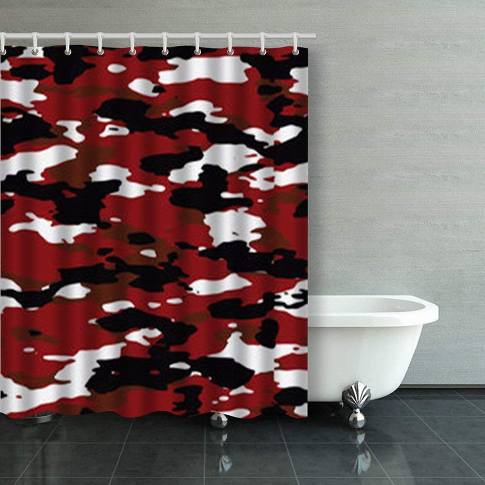 ARTJIA Seamless Black Red White Crimson Fashion Shower Curtains Bathroom Curtain 60x72 Inch
