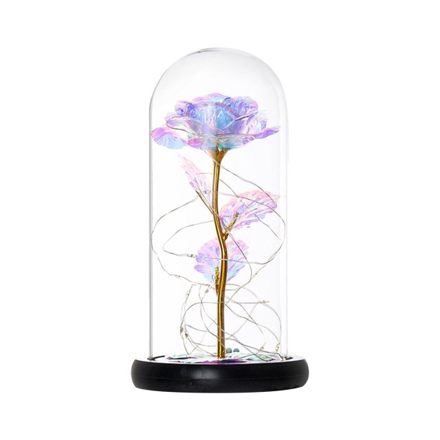 EGNMCR Room Decor, Home Decor Romantic Glass Rose Flower Wedding LED Decoration Valentine's Day Gift the holder