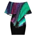 thumbnail image 6 of Alaskan Aurora Aurora Borealis Northern Lights Women's Off The Shoulder Ruffles Summer Wedding Guest Loose Casual Party Beach Dress, 6 of 9
