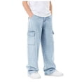 thumbnail image 4 of JUMEYU Jeans for Kids Boys Slim Boys Jeans,Big Boy Elastic Band Soft Slim Denim Pants Size 13-14 (Light Blue,13-14 Years), 4 of 4