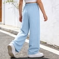 thumbnail image 6 of PMVFHDE Girls Elastic Waist Casual Long Pants Summer Solid Trousers Kids Everyday Bottoms School Outdoor Sky Blue,5-6 Years, 6 of 6