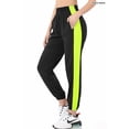 thumbnail image 3 of Women's Track Pants with Neon Side Stripe, Elastic Waist Athletic Joggers Black/L, 3 of 5