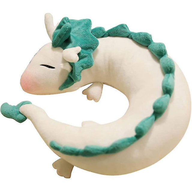Almohada de cuello de dragón blanco bonito de Anime, almohada de viaje en forma de U, muñeca de peluche, almohada de cuello de dragón blanco