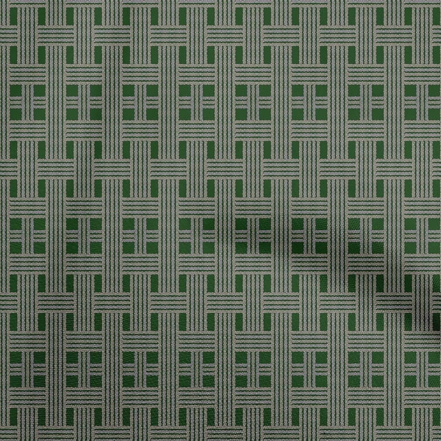 oneOone Polyester Lycra Dark Green Fabric Check Fabric For Sewing Printed Craft Fabric By The Yard 56 Inch Wide