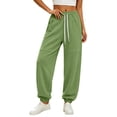 thumbnail image 2 of Mifsaly Joggers Pants for Women High Waisted Jogger Sweatpants Drawstring Elastic Waist Casual Daily Bottoms with Pockets Green,XL, 2 of 7