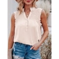 thumbnail image 4 of Women Sleeveless Blouse Ruffles Button V Neck Vest Casual Tops, 4 of 8
