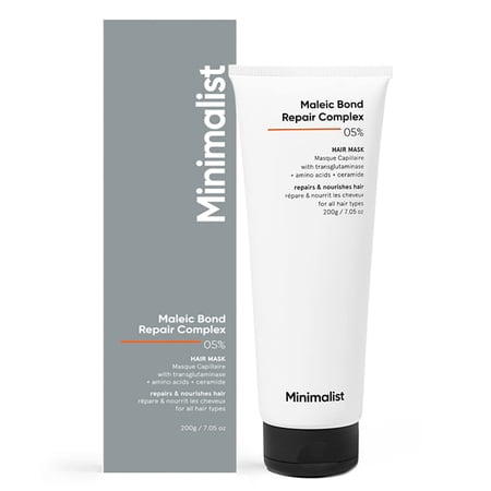 Minimalist Hair Mask For Repairing Dry, Damaged & Dull Hair | Maleic Bond Repair Complex 05% With Transglutaminase, Amino Acids & Ceramides | For Damaged & Treated Hair | Controls