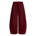 thumbnail image 4 of Sewkxo Barrel Sweatpants Girls 2026 Fashion Casual Baggy Y2K Drawstring Elastic Waisted Wide Leg Lounge Comfy Pants with Pockets,Wine 130, 4 of 5