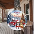 thumbnail image 3 of Santa is Coming Cavalier King Charles Spaniel Merry Christmas Xmas Truck Tree Round Wood Sign Dog Lover Gifts Hanging Wall Home Decor - 02023, 3 of 5