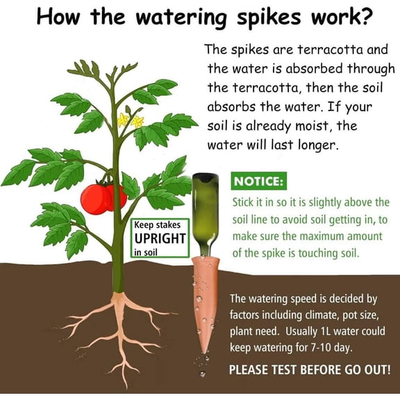 Plant Watering Devices 8 Pack Terracotta Vacation Plant Waterer Wine Bottle Watering Stakes Slow Release Plant Watering Spikes Self Watering Devices for Indoor Outdoor Plants (8)