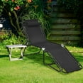 thumbnail image 2 of Costway Folding Beach Lounge Chair Heightening Design Patio Lounger w/ Pillow-Black, 2 of 11