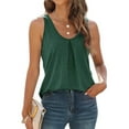 thumbnail image 5 of Olyvenn Summer Solid Pullover Casual Girls Blouses Crewneck Women's Tank Tops Cozy Clothes Swing Pleated Tee Relaxed-Fit Shirts for Women Sleeveless Tees for Women Green 10, 5 of 9