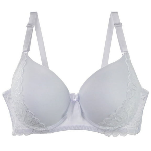 BLVB Womens Push up Bras Seamless Underwire Lift up Bralettes Plus Size Comfort Lace Cover Everyday Bra White