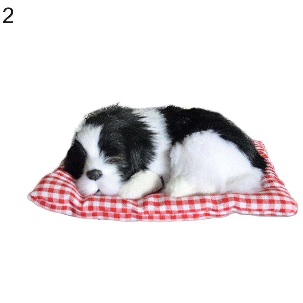 Porfeet Cute Simulation Sleeping Puppy Dog Doll Toy with Sound Kid Toy  Decoration Gift,Soil White