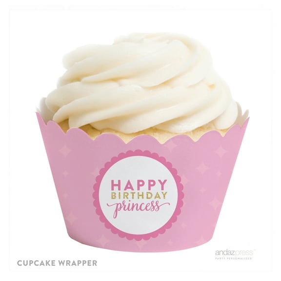 Sparkle Princess Birthday Cupcake Wrappers, 24-Pack