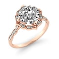 thumbnail image 2 of 1.35 ctw Cushion Cut Forever One Moissanite Flower Leaves with Diamonds Engagement Ring 14k Rose Gold, 2 of 7