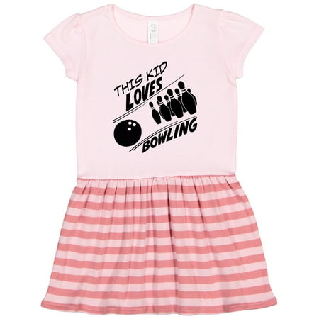 

Inktastic This Kid Loves Bowling Gift Toddler Girl Dress