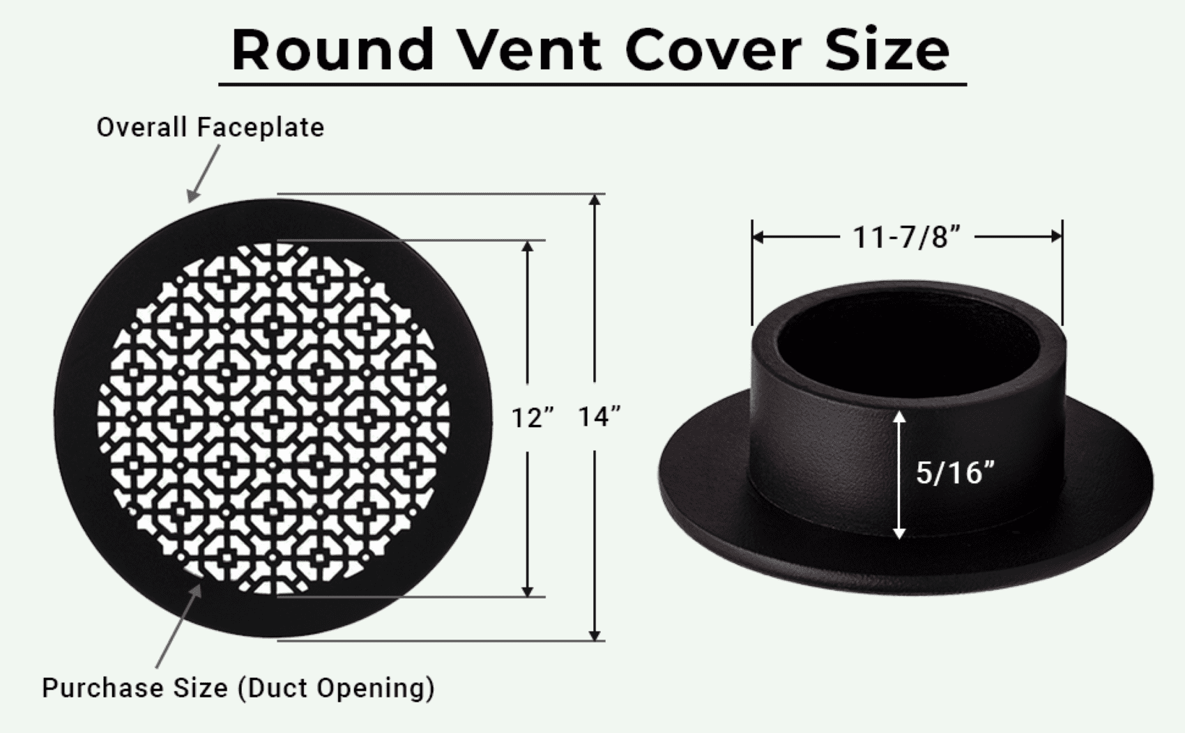 Achtek 12" Duct Opening Solid Cast Aluminum Round Grille ( 14" Round Overall) | Powder Coated White- With Holes for Wall / Ceiling